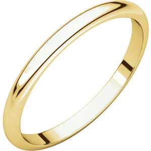 10K Yellow 2 mm Half Round Band Size 9.5