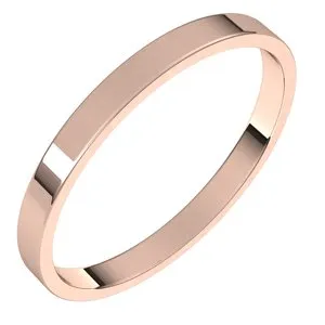 14K Rose 2 mm Flat Ultra-Light Band Size 7