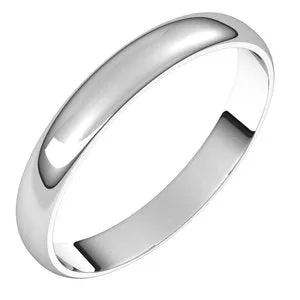 14K White 3 mm Half Round Ultra-Light Band Size 6