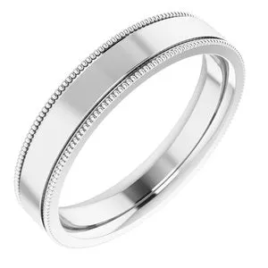 14K White 4 mm Milgrain Flat Comfort Fit Band Size 7