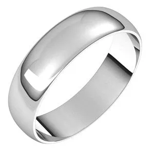 14K White 5 mm Half Round Ultra-Light Band Size 9