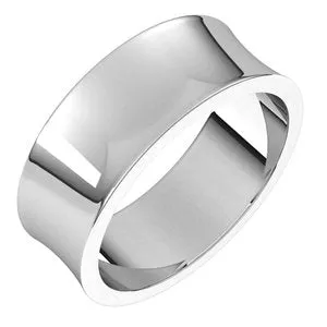 14K White 7 mm Concave Light Band Size 10