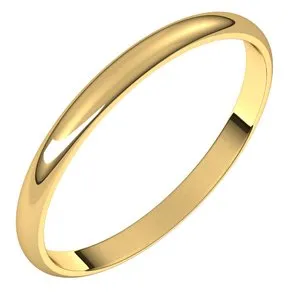 18K Yellow 2 mm Half Round Ultra-Light Band Size 7