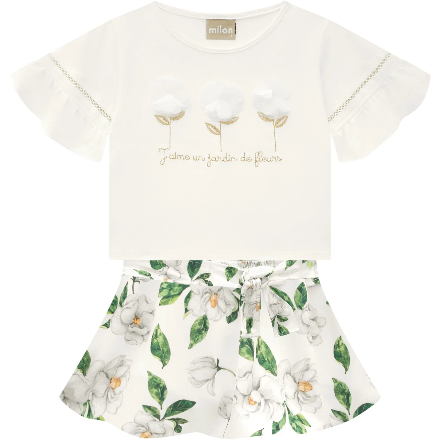 2Pc Belle Sleeve Top & Skort Set