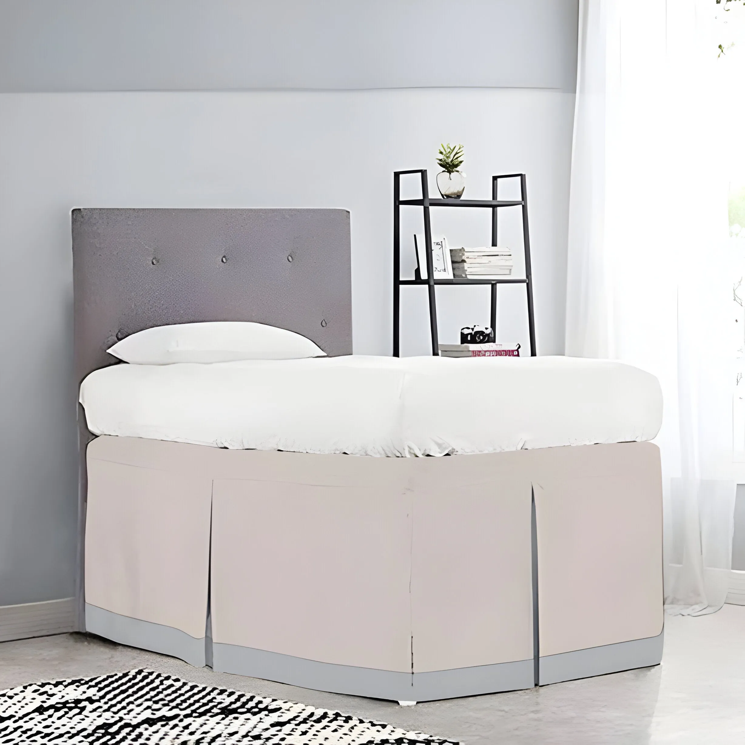 400TC Cotton Border Frame Tailored Dorm Bed Skirt