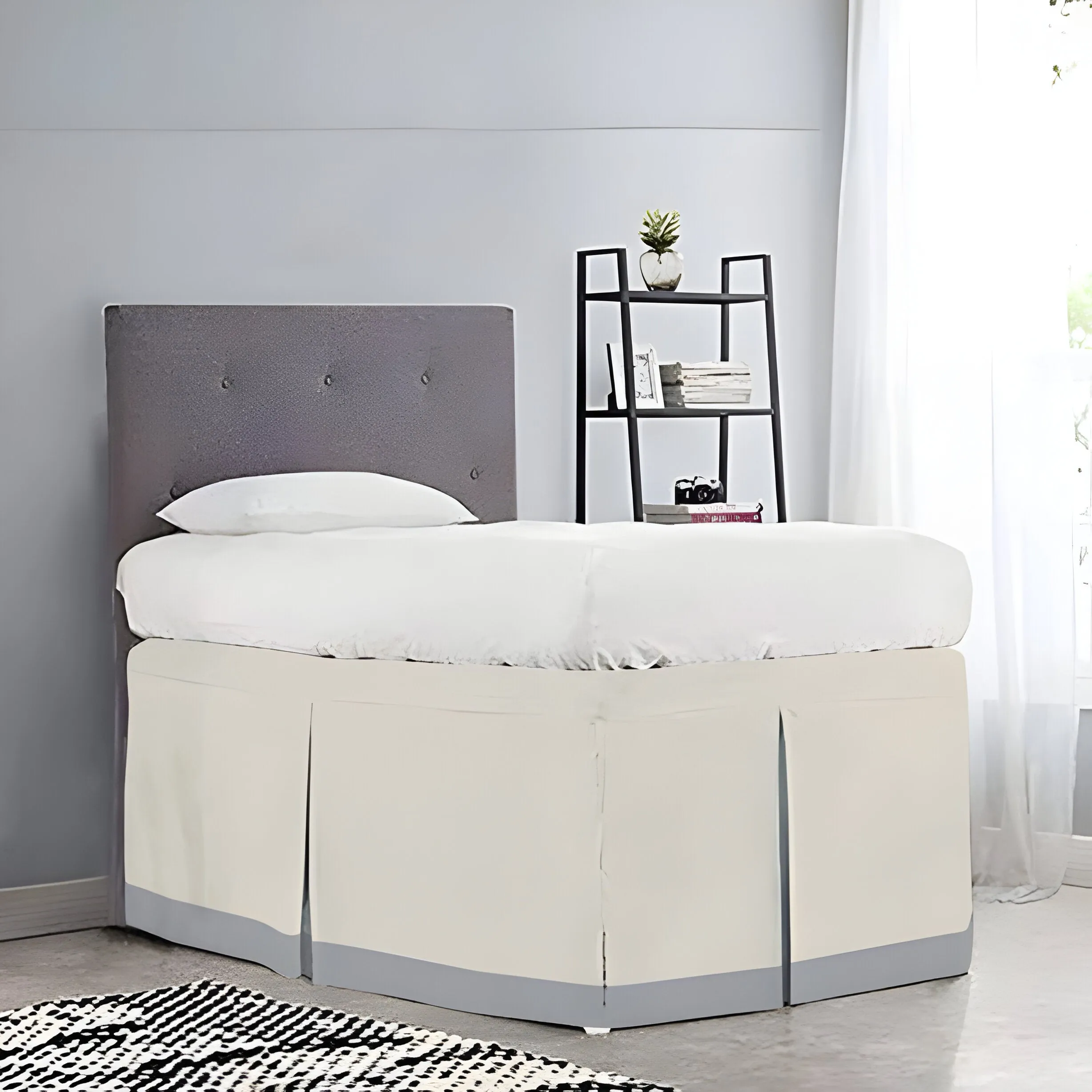 400TC Cotton Border Frame Tailored Dorm Bed Skirt