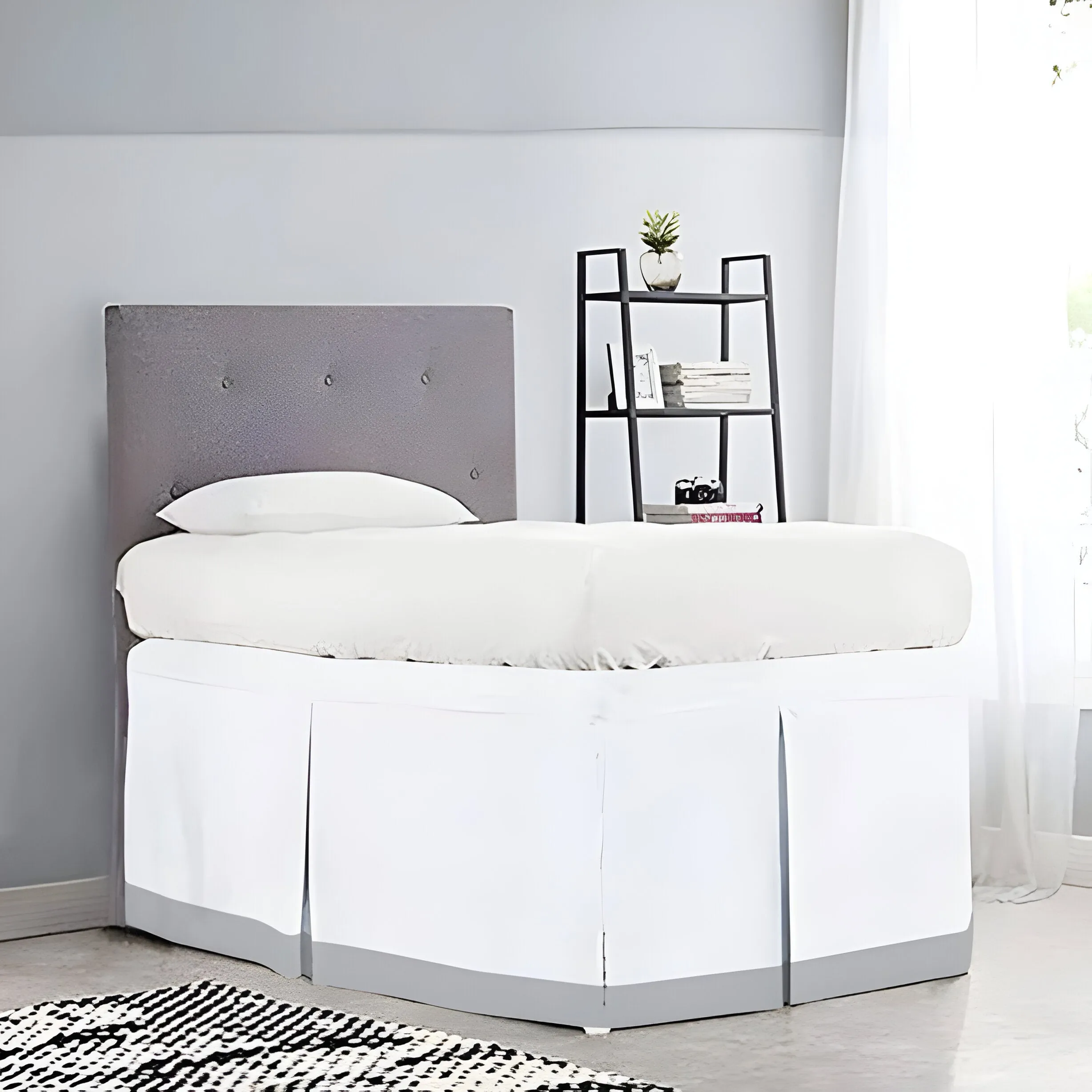 400TC Cotton Border Frame Tailored Dorm Bed Skirt