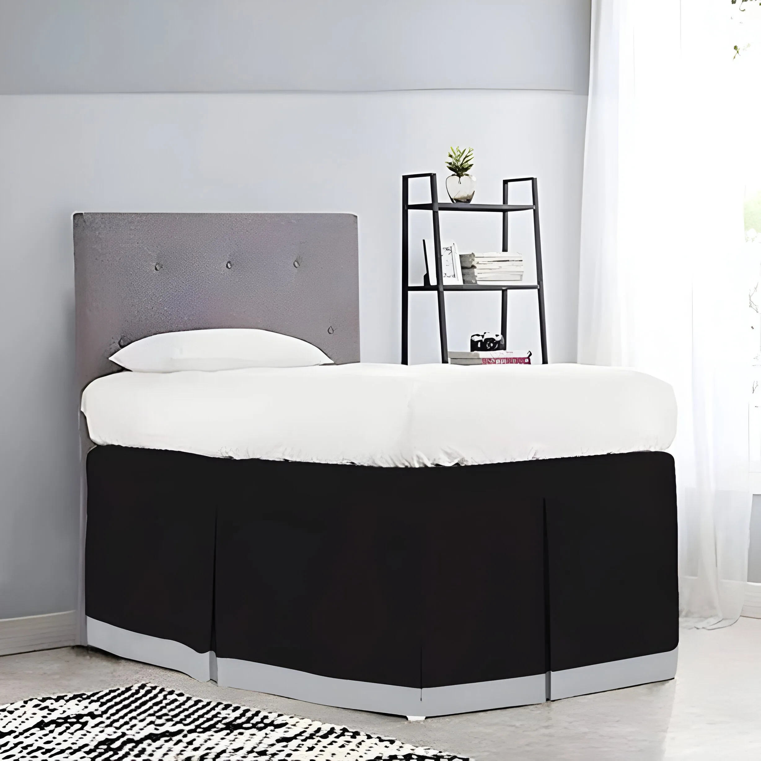 400TC Cotton Border Frame Tailored Dorm Bed Skirt