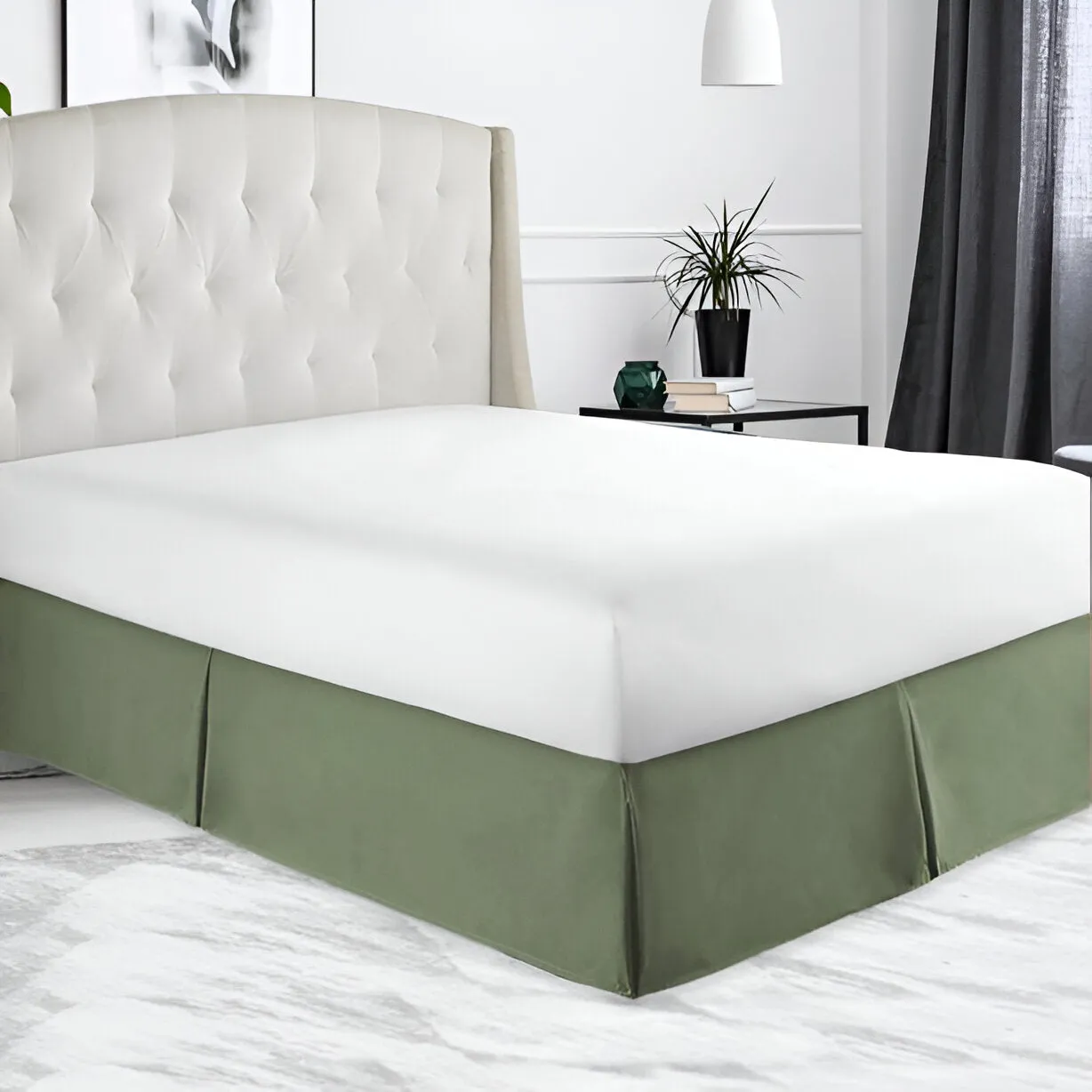 400TC Sateen Solid Cotton Tailored Bed Skirt