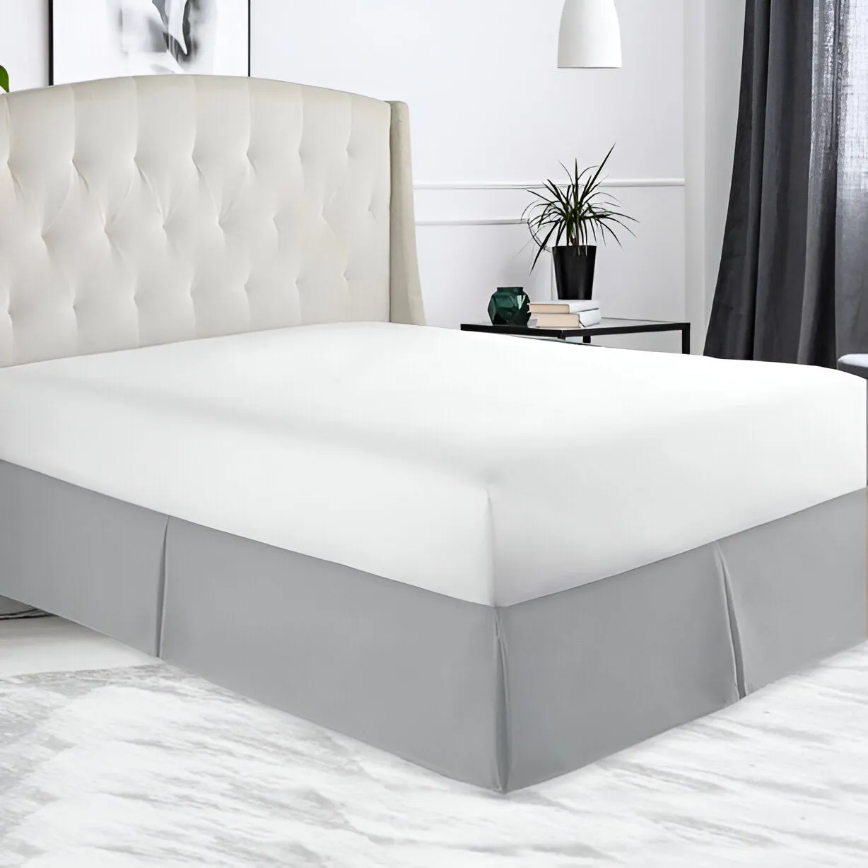 400TC Sateen Solid Cotton Tailored Bed Skirt