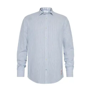 A FISH NAMED FRED Linen Stripe Shirt in Cobalt