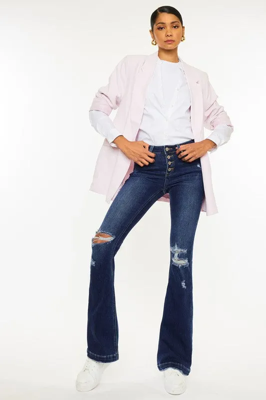 Abigail Petite Fit Button-fly Flares by Kancan