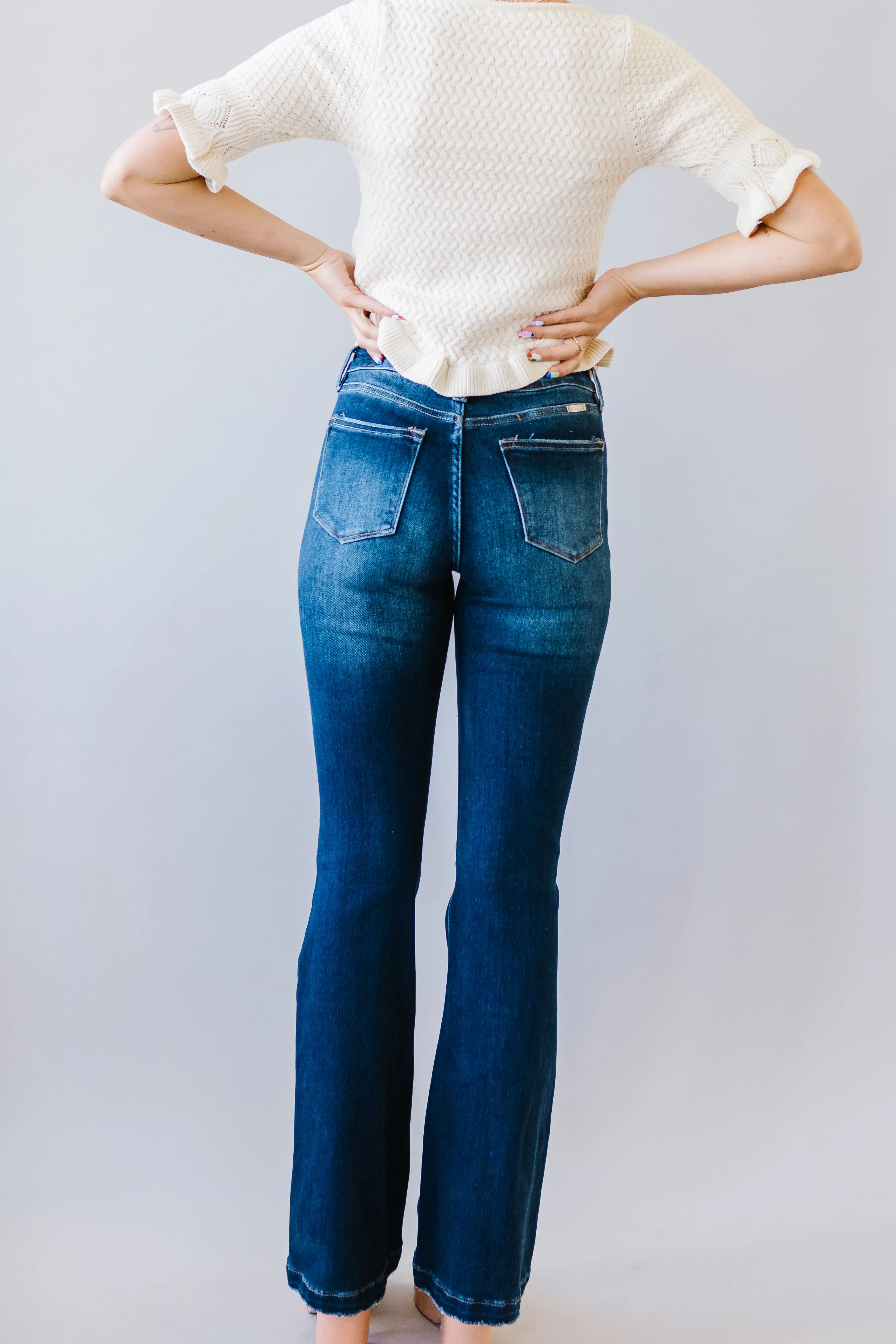 Abigail Petite Fit Button-fly Flares by Kancan