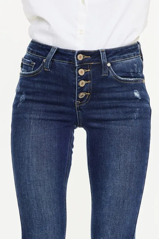 Abigail Petite Fit Button-fly Flares by Kancan