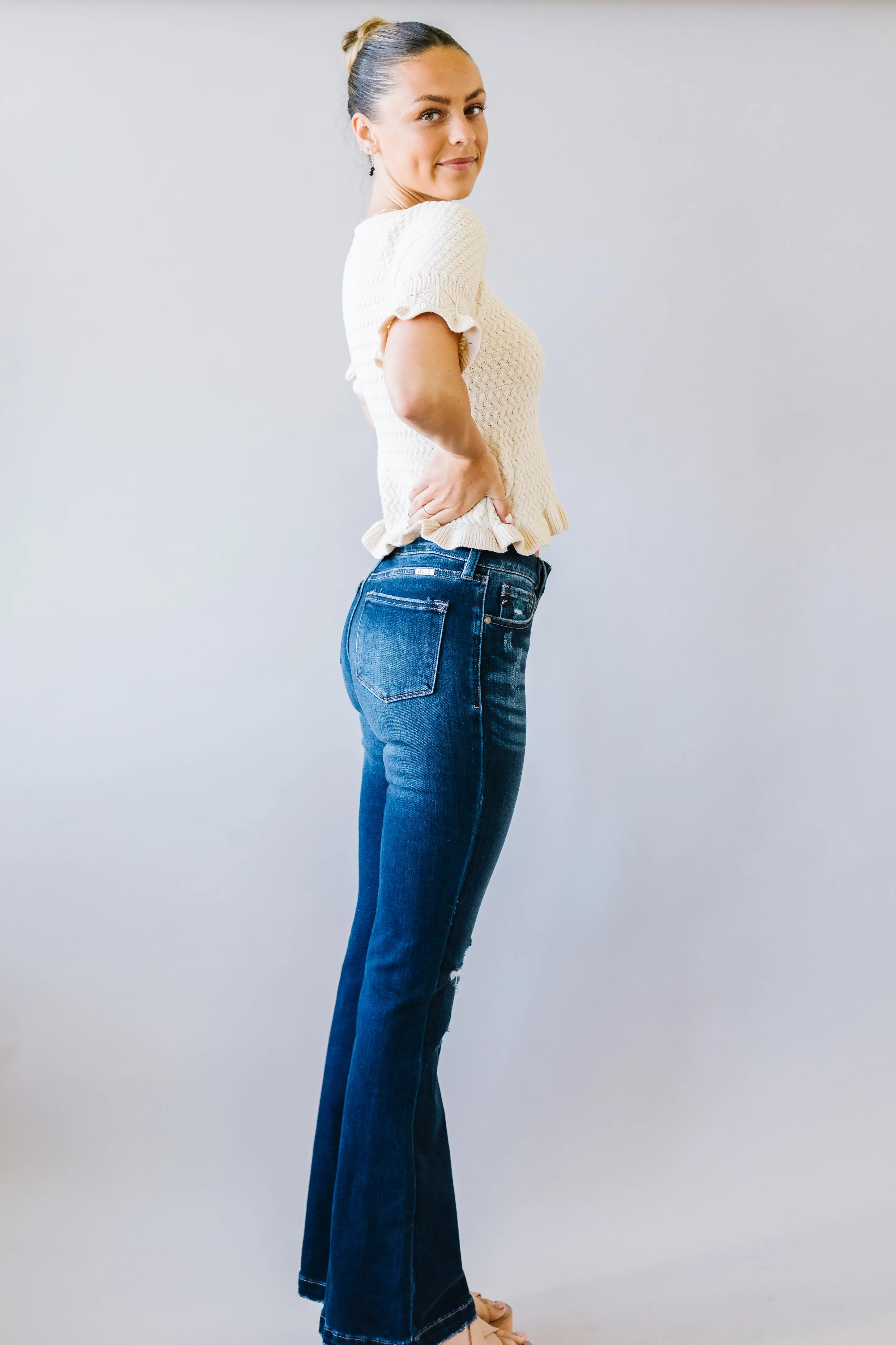 Abigail Petite Fit Button-fly Flares by Kancan