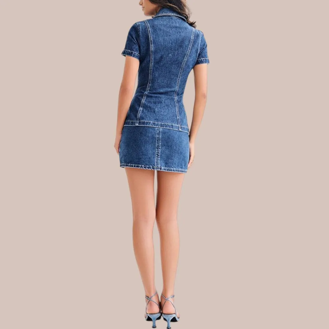 Amira™ | Trendy Button-Up Denim Set