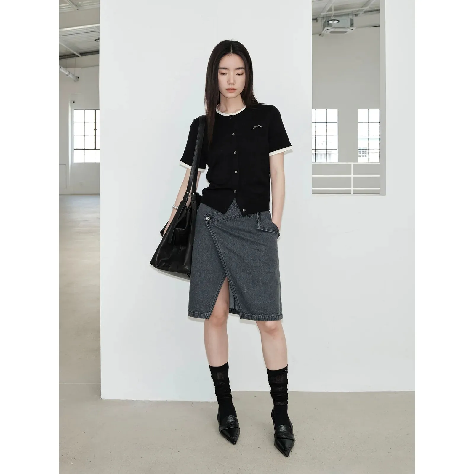 Asymmetrical Denim Skirt