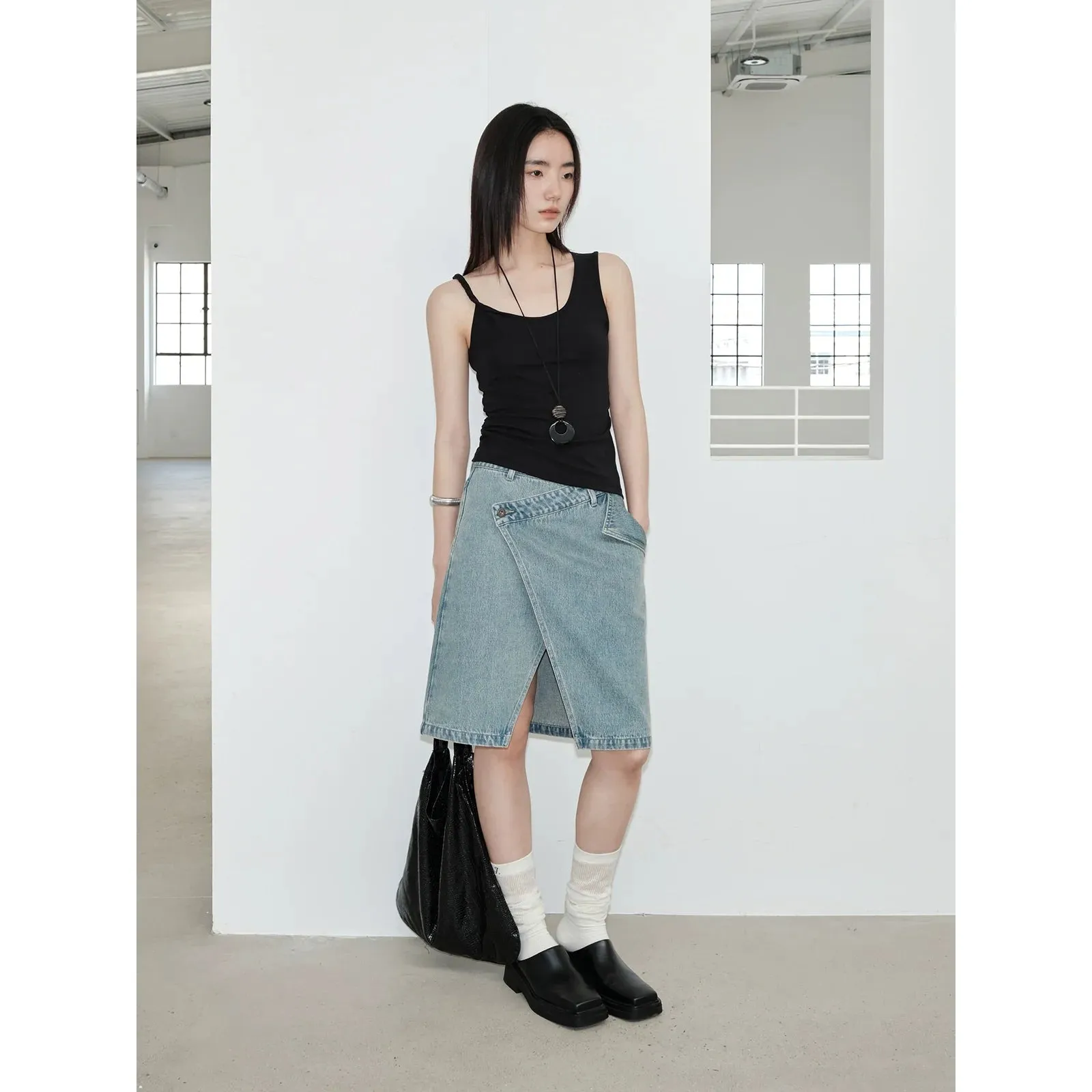 Asymmetrical Denim Skirt