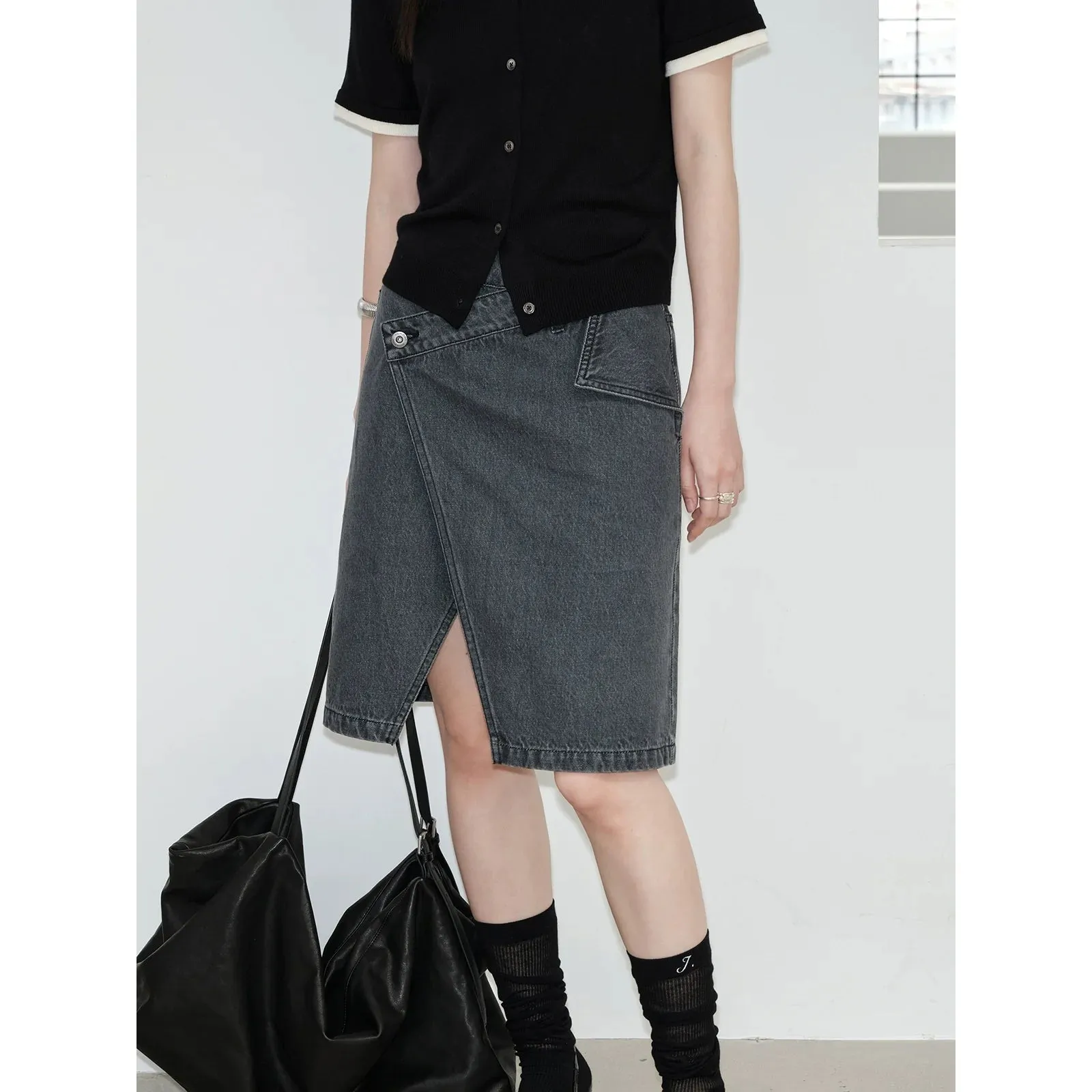 Asymmetrical Denim Skirt