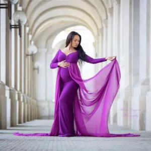 Baby Shower Dresses- Maternity Photography Cloak Fitted Pregnancy Dresses