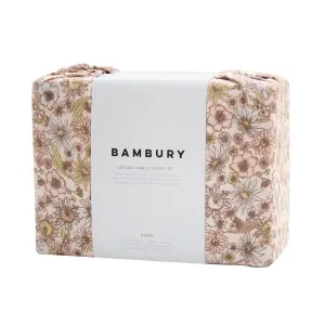 Bambury Marguerite Flannelette Sheet Set - Rosewater