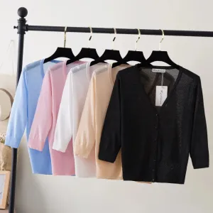 Basic Outerwear Summer Cardigan Women Girls Knitted Ladies Sweaters Cropped Crochet Top Knitwear Black Bolero Woman Jersey Tops