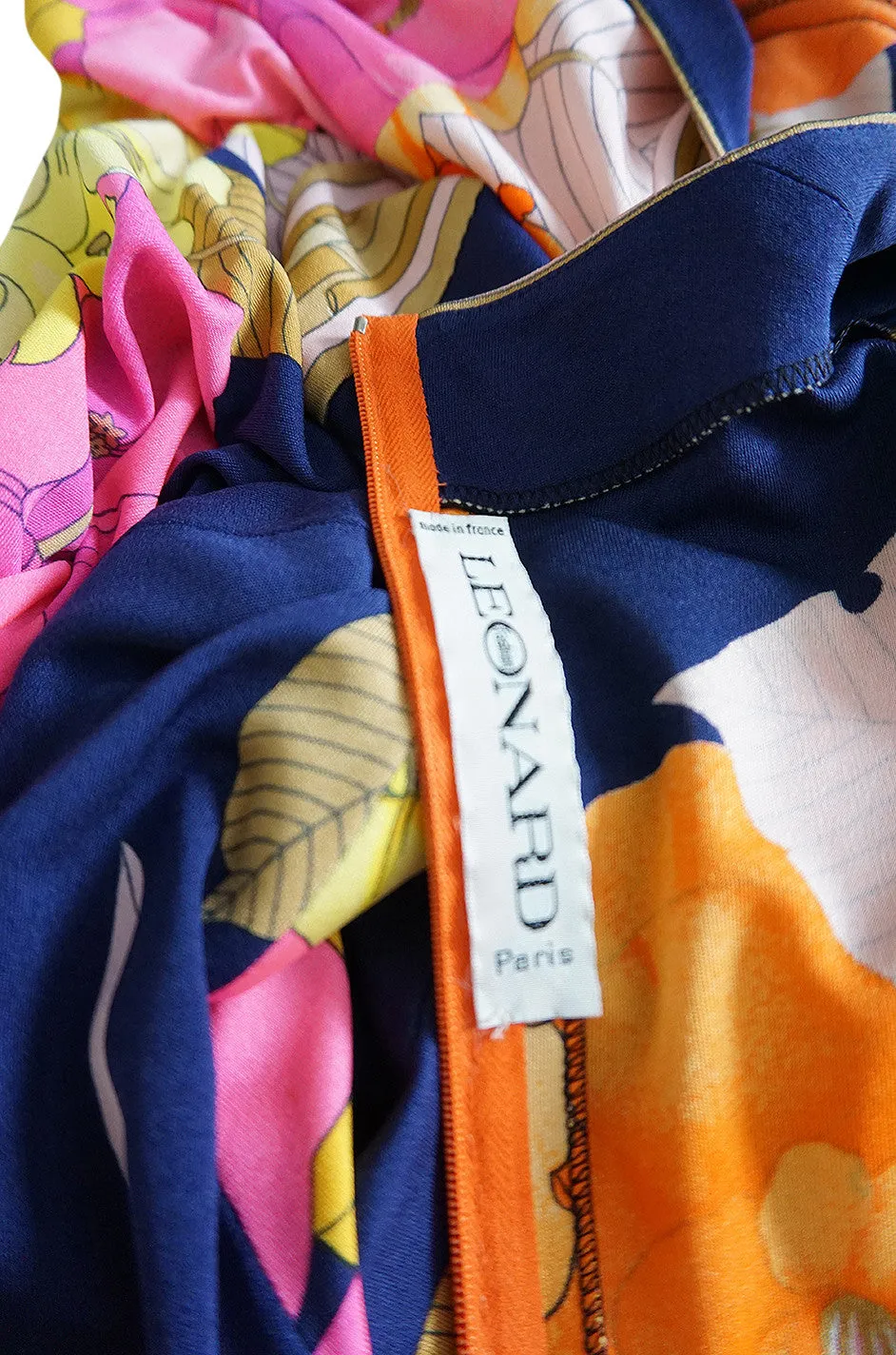Beautiful 1970s Tropical Print Silk Jersey Leonard Maxi Dress