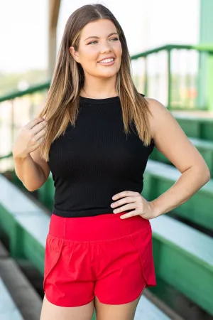 Black Ribbed Fitted Tank