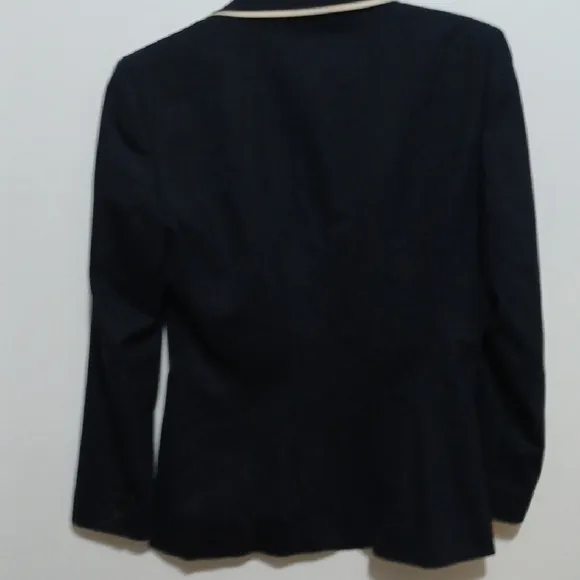 Blue Blazer with Tan Piping and Tailored Fit