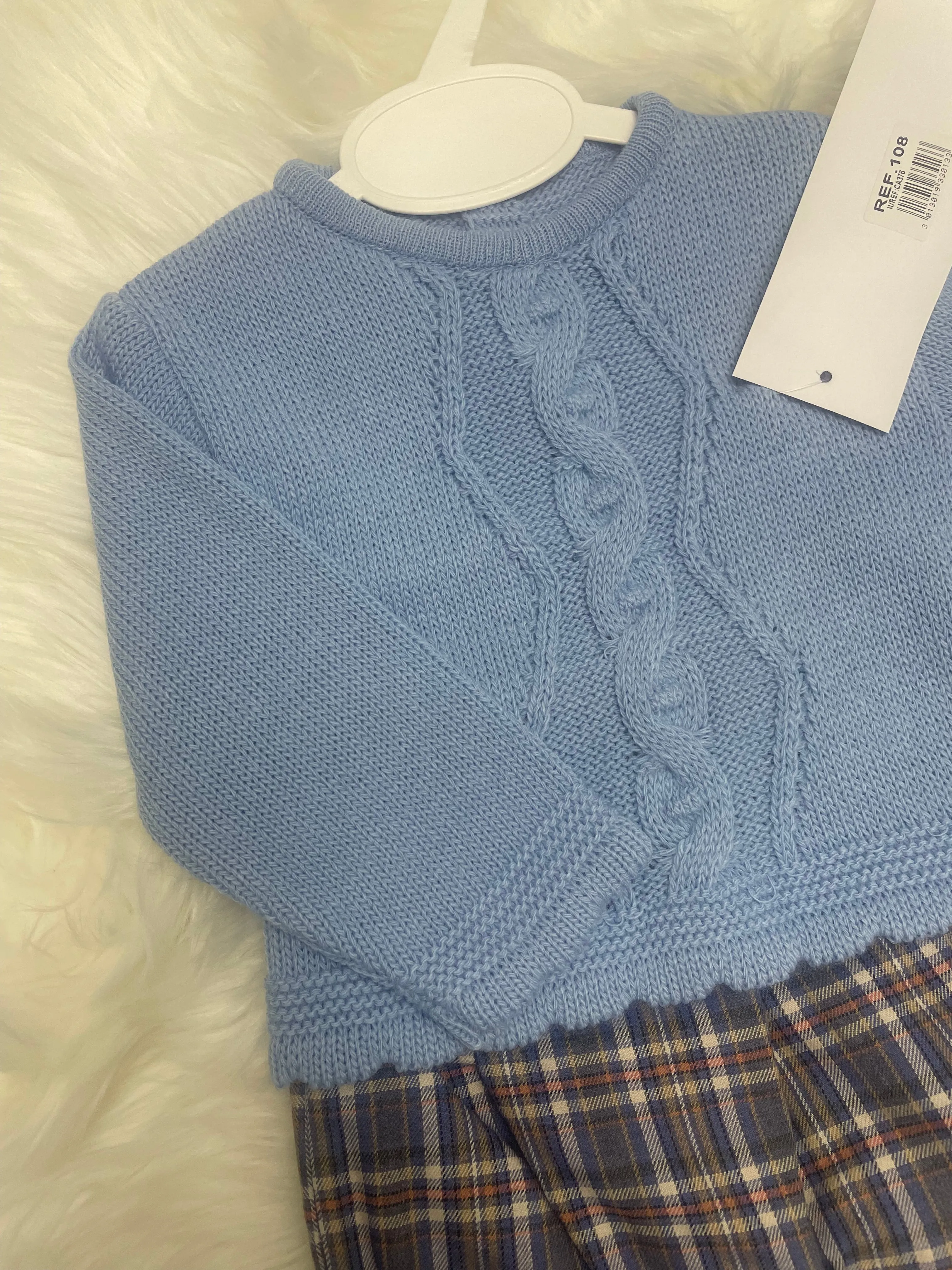 Blue Knitted Jumper and Shorts Set