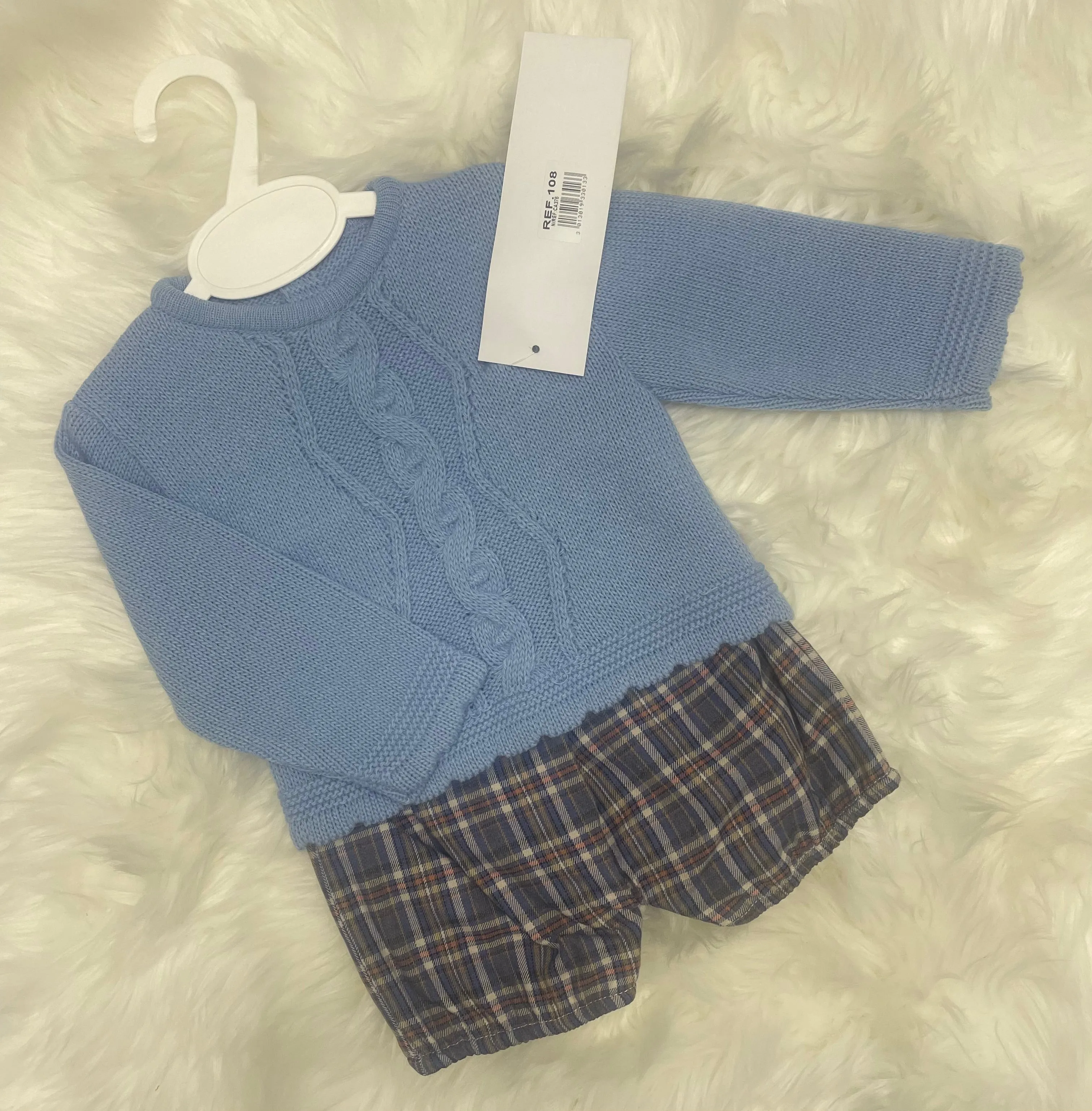 Blue Knitted Jumper and Shorts Set