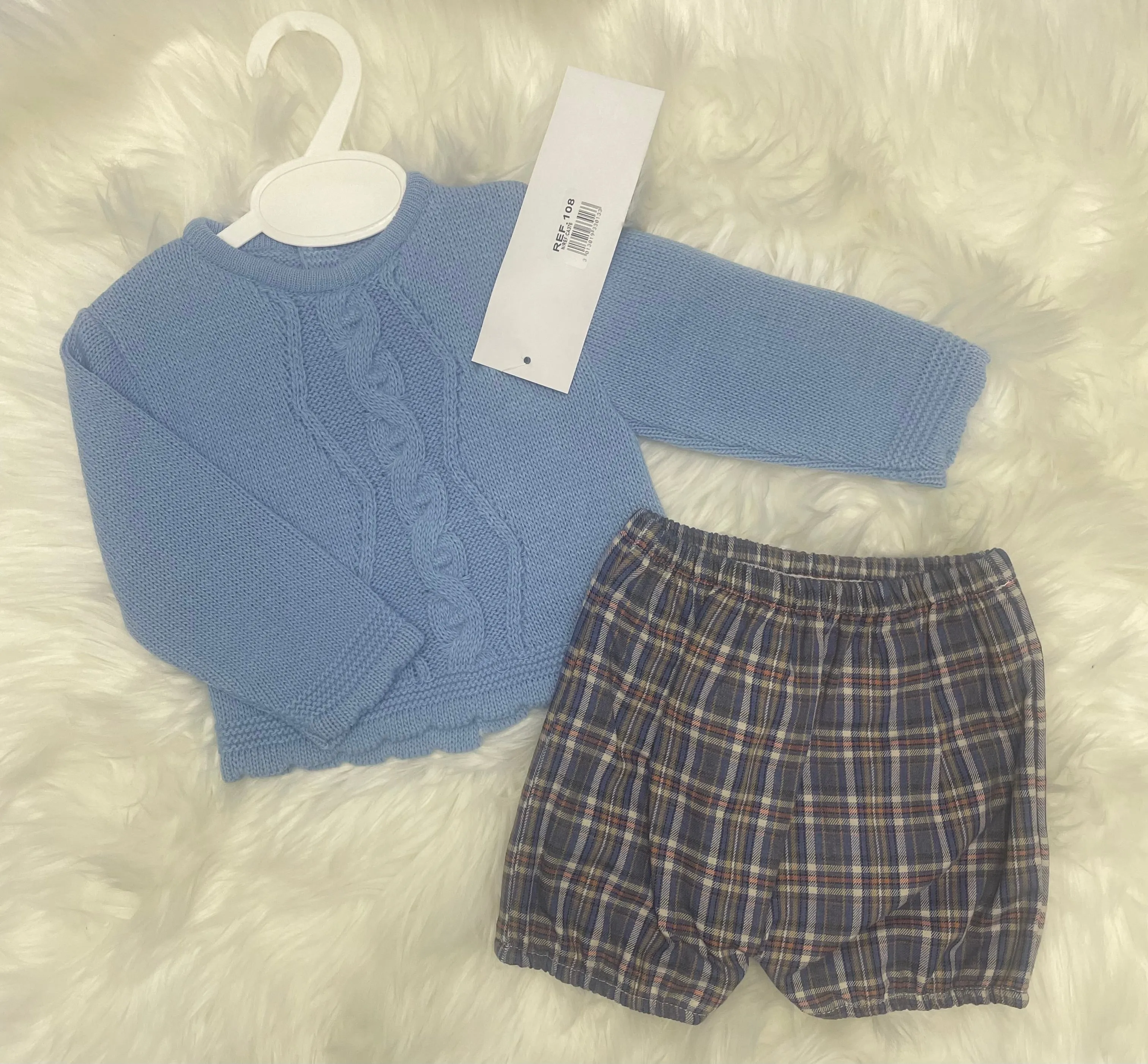 Blue Knitted Jumper and Shorts Set