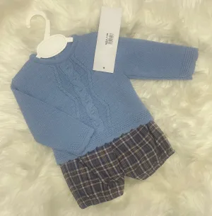 Blue Knitted Jumper and Shorts Set