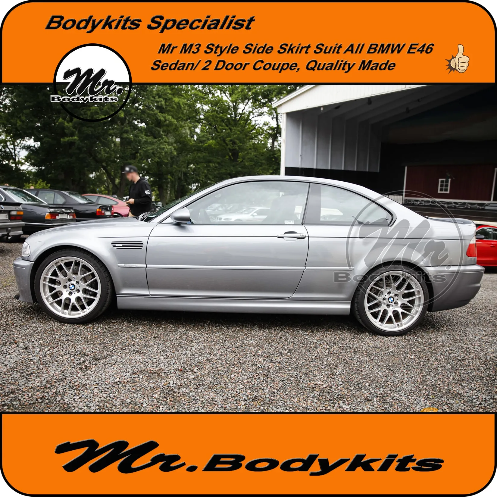 BMW E46 PP Plastic M3 Style Side Skirt For Sedan/ 2 Door Coupe