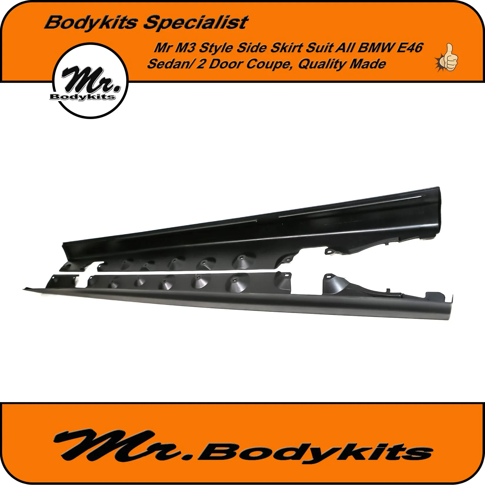 BMW E46 PP Plastic M3 Style Side Skirt For Sedan/ 2 Door Coupe