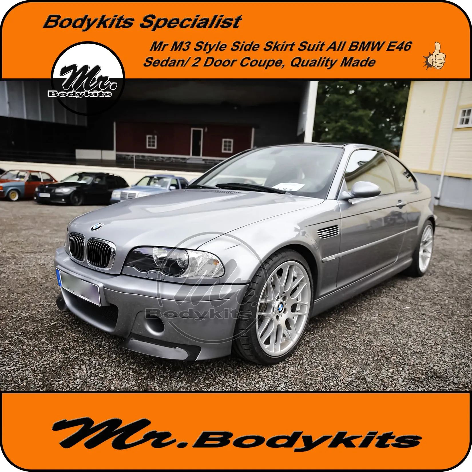 BMW E46 PP Plastic M3 Style Side Skirt For Sedan/ 2 Door Coupe