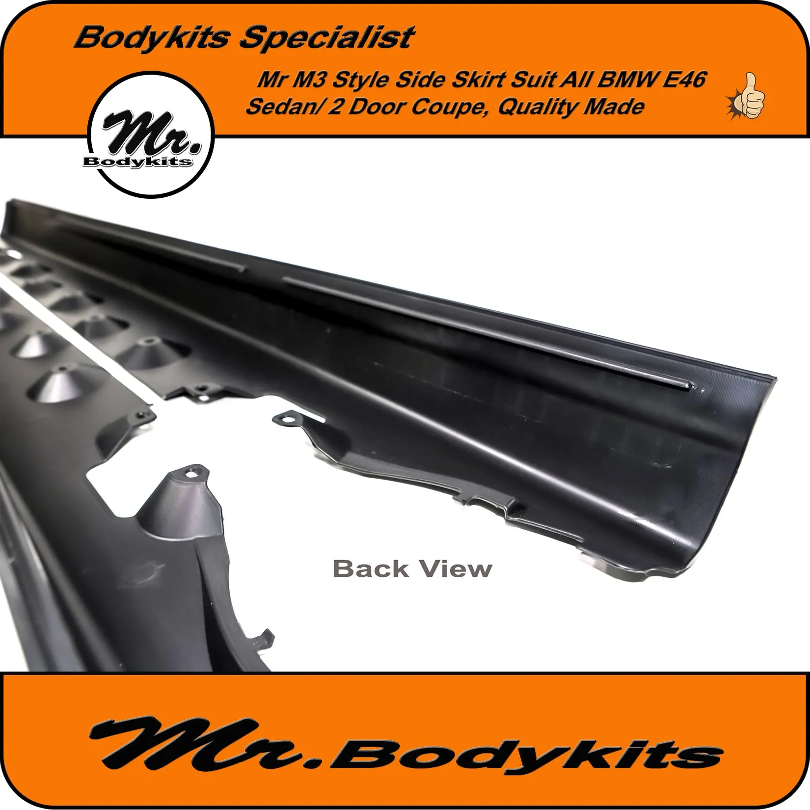 BMW E46 PP Plastic M3 Style Side Skirt For Sedan/ 2 Door Coupe