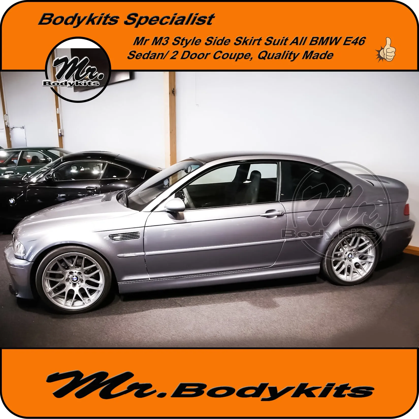 BMW E46 PP Plastic M3 Style Side Skirt For Sedan/ 2 Door Coupe