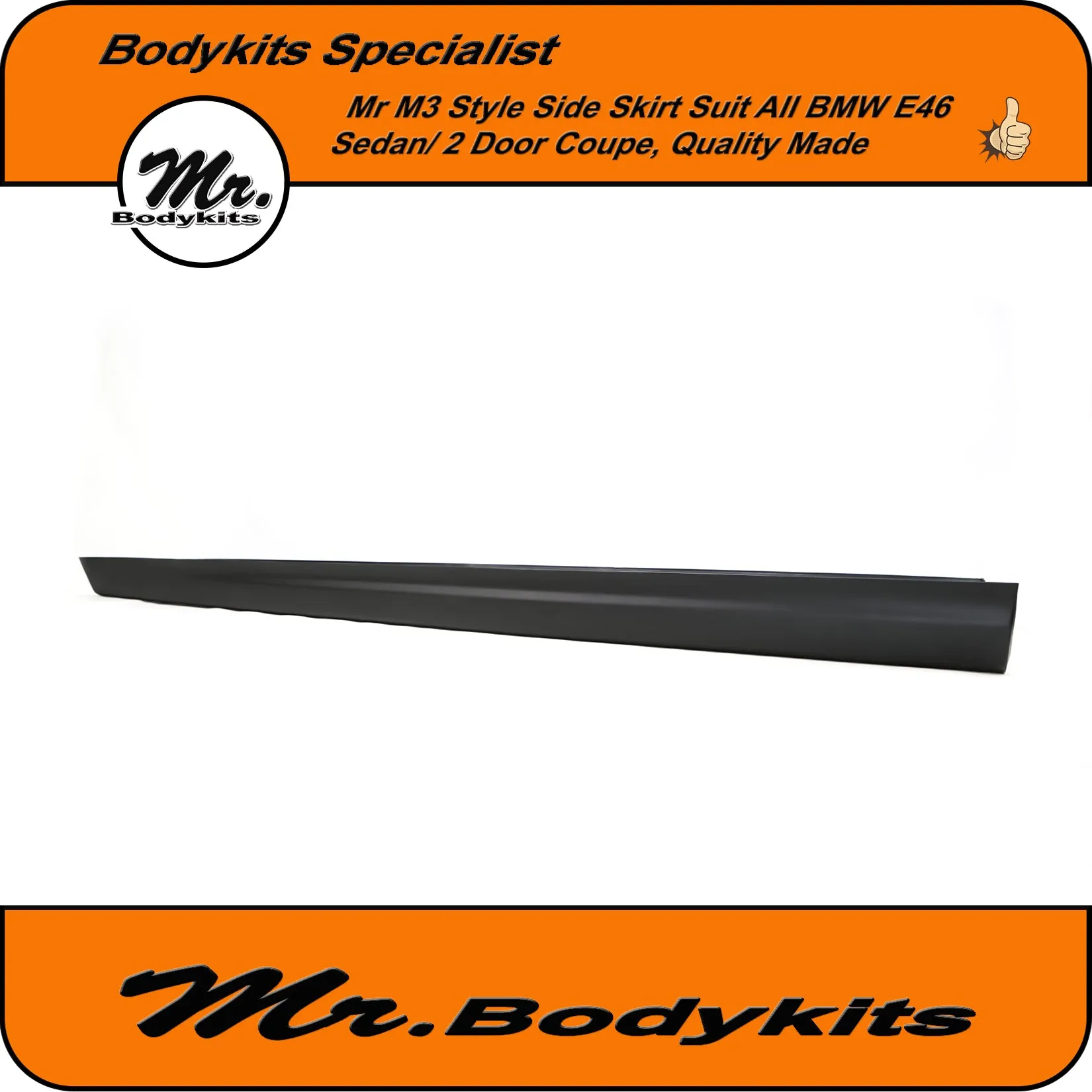 BMW E46 PP Plastic M3 Style Side Skirt For Sedan/ 2 Door Coupe