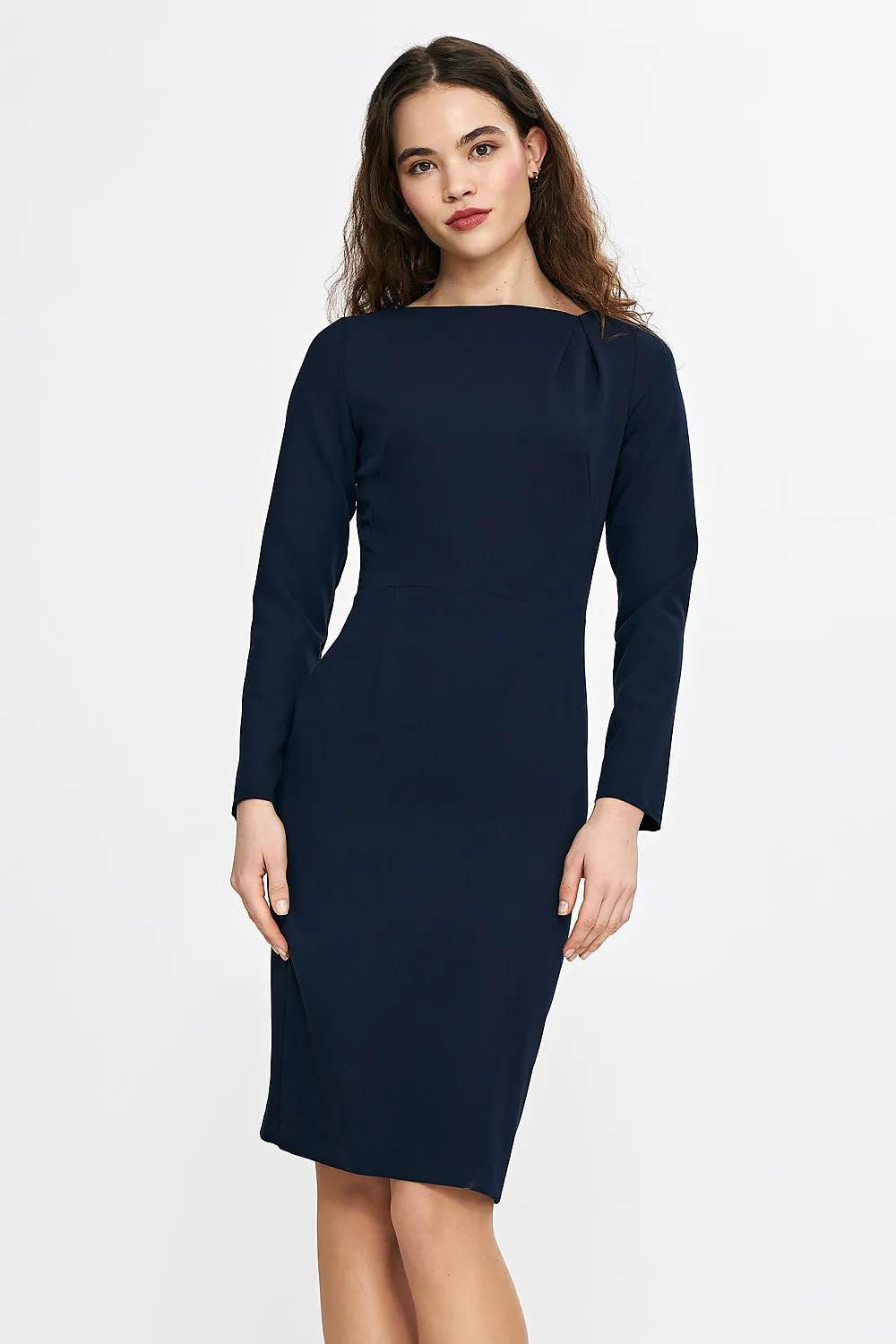 Boat Neck Fitted Dress
