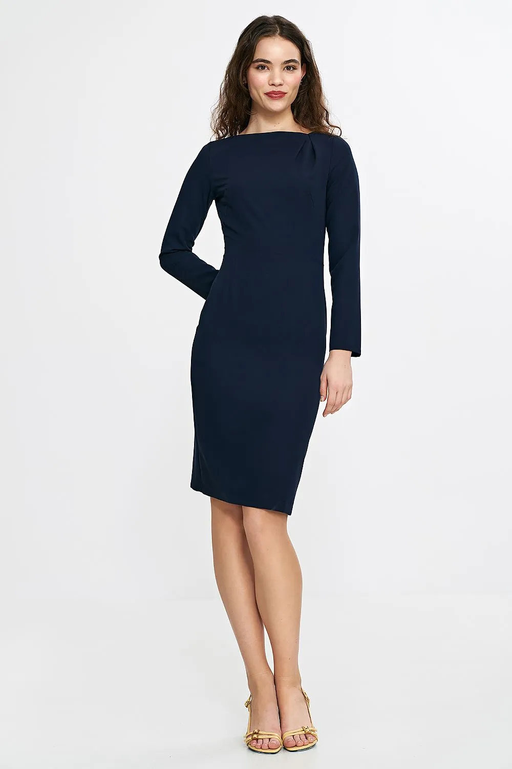 Boat Neck Fitted Dress