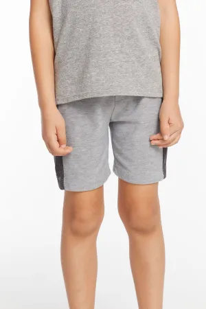 Boys Cozy Knit Rib Heather Grey Panel Shorts