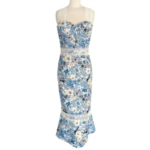 Bronx and Banco Yana Blue Floral Print Dress Size US 6