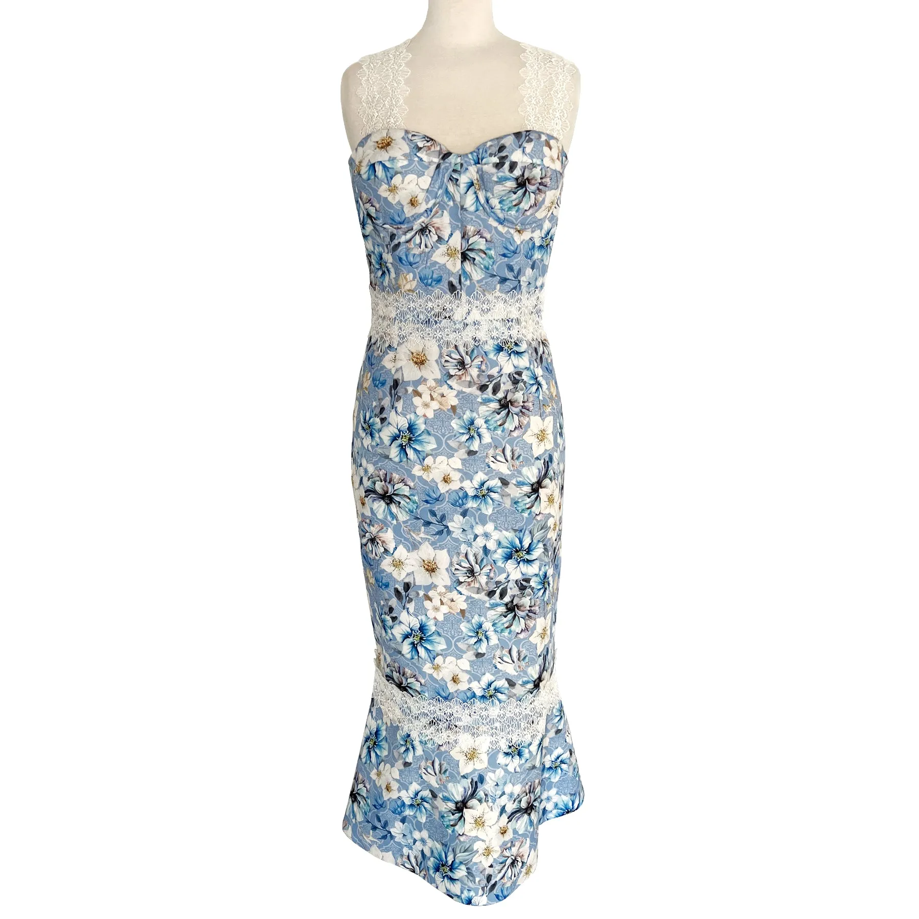 Bronx and Banco Yana Blue Floral Print Dress Size US 6