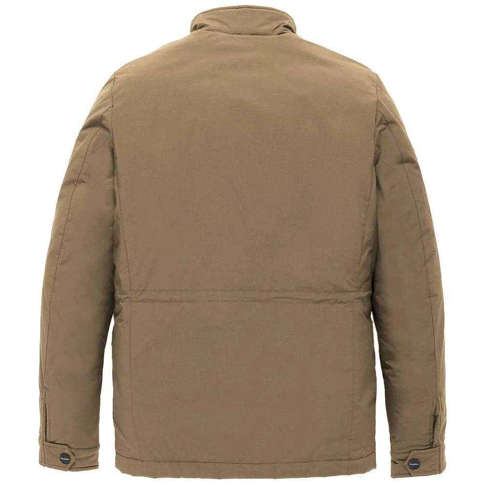 Brown Nylon Men Jacket