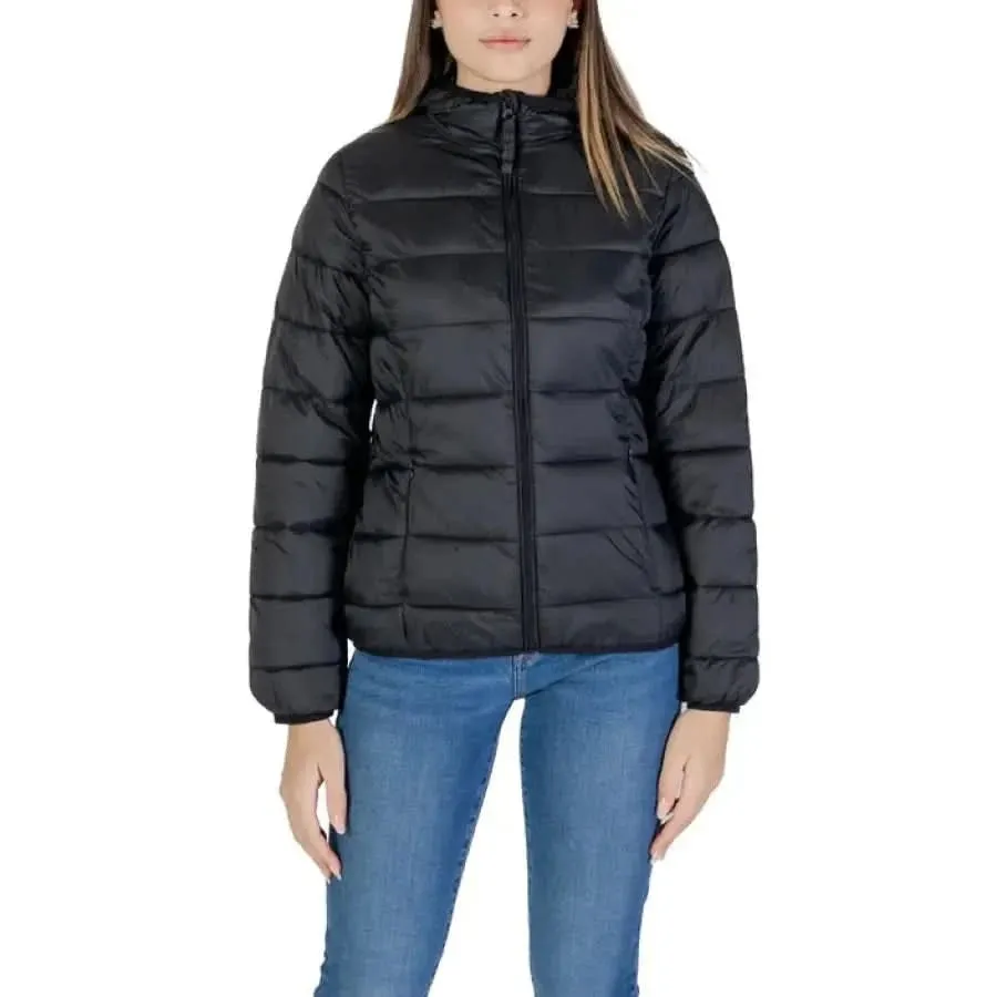 B.young Women's Light Blue Turtleneck Jacket with Hood and Pockets