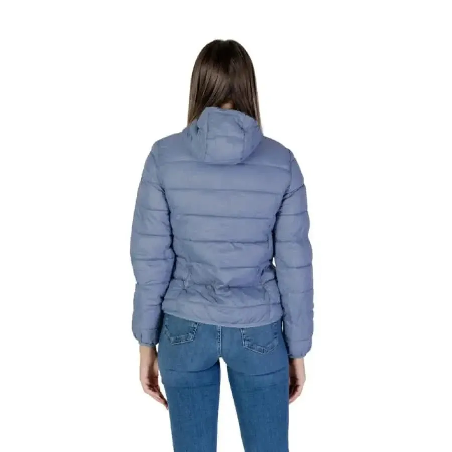 B.young Women's Light Blue Turtleneck Jacket with Hood and Pockets
