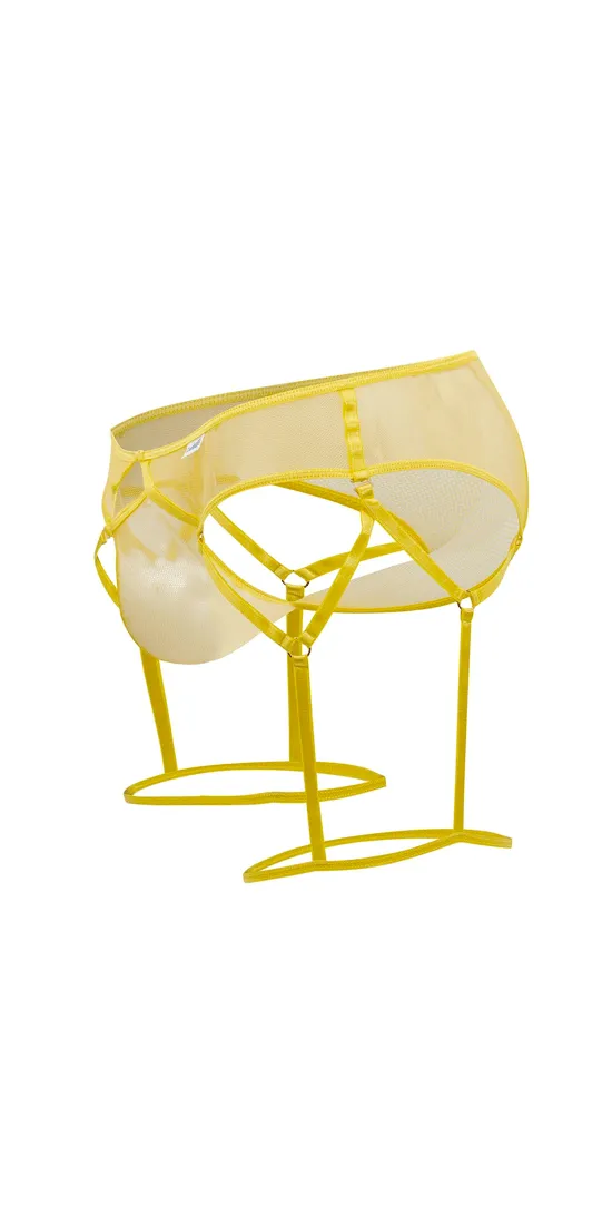 Candyman 99625 Mesh Garter Briefs Yellow