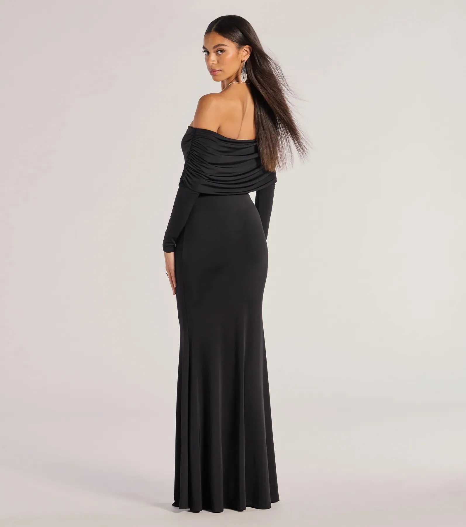 Carmen Off-The-Shoulder Long Sleeve Mermaid Dress