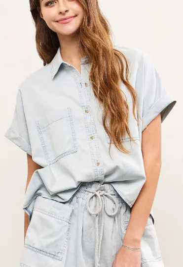 Casual Outing Top - Chambray